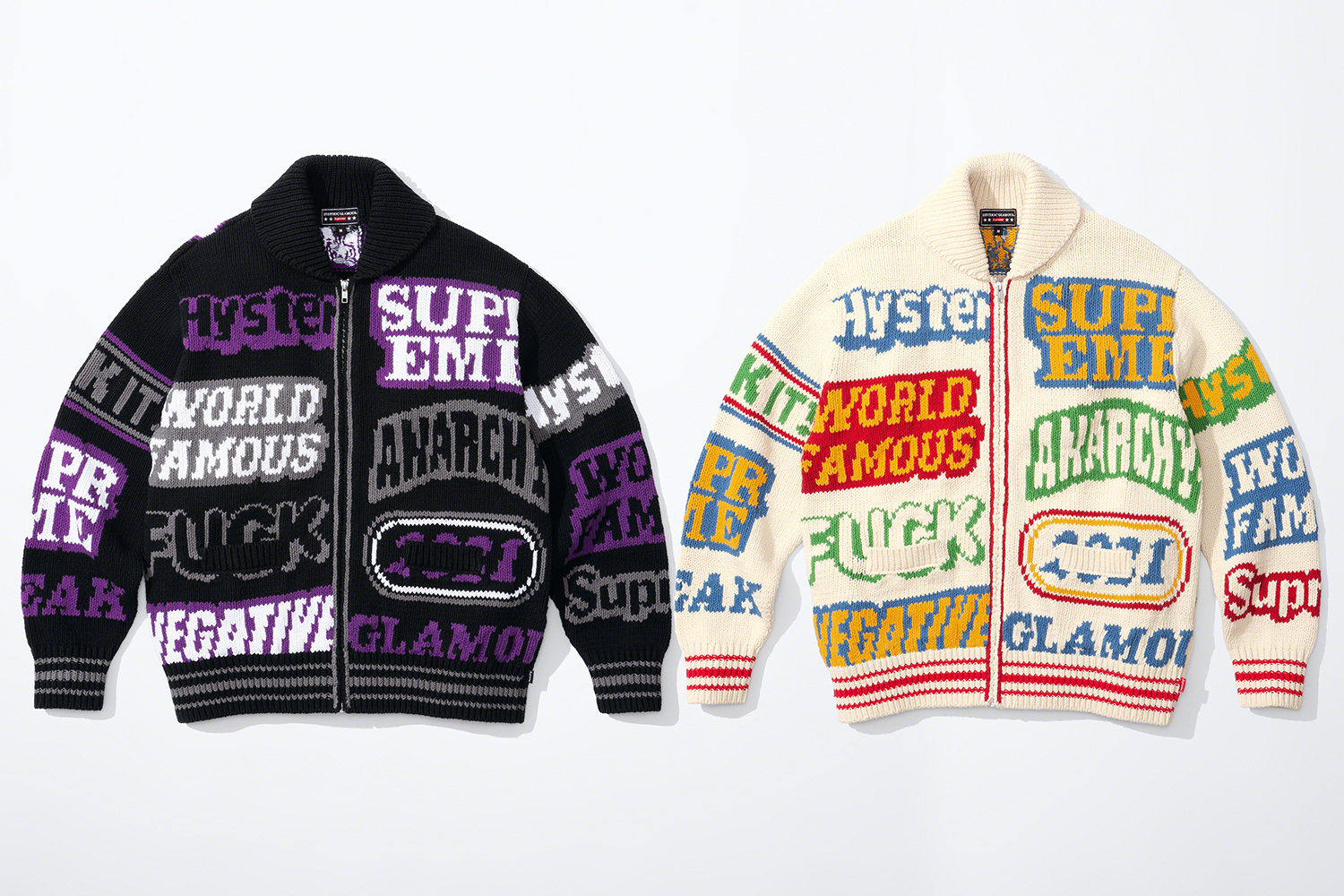Supreme HYSTERIC GLAMOUR Logos Zip Up Sweater (SS21 Week 4 Drop 