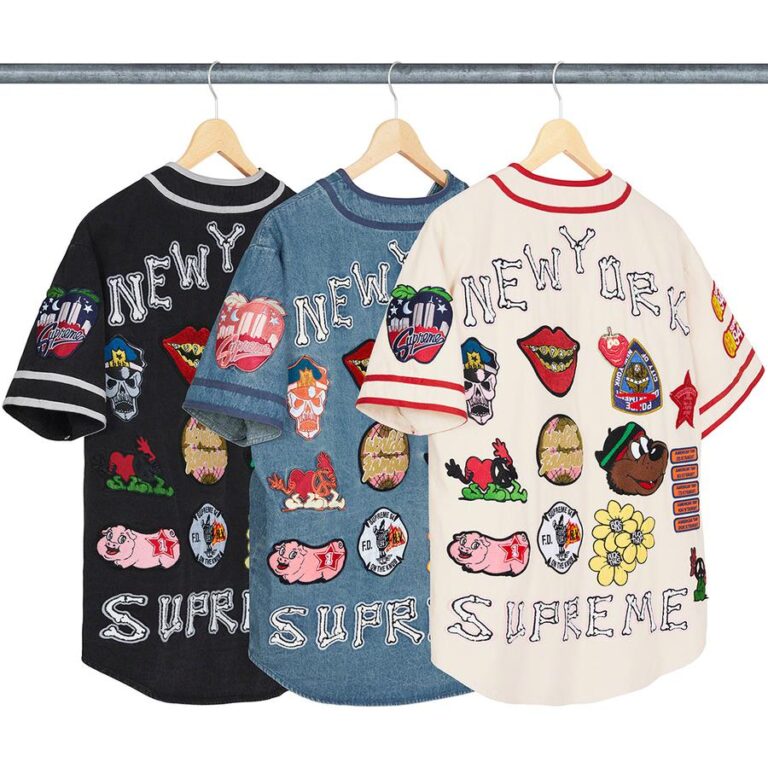 Supreme Patches Denim Baseball Jersey (SS21 Week 10 Drop) - buyvise